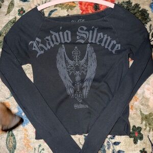 Brandy Melville Black Graphic Long Sleeve Tee